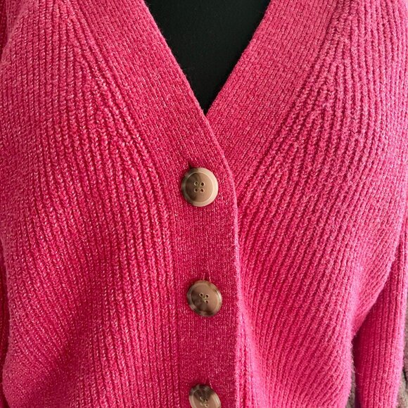 Old Navy Cozy Button-Up Pink Cardigan Sweater - Size M - Picture 9 of 11